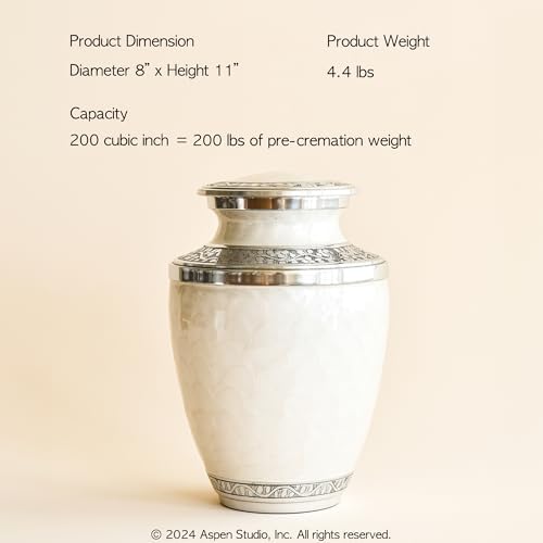Aspen Studio Ivory Cremation Urn for Adult Ashes - Large Handcrafted Urn