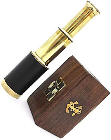 Handmade Brass 6 Inch Telescope with Rose Wood Box