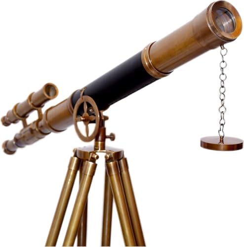 Nautical Authentic Brass Telescope with Wooden Tripod