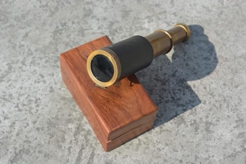 Nautical India 6 Inch Brass Telescope With Wooden Box Pirate Navigation