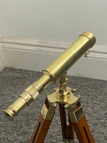 Handmade Antique Brass Telescope with Tripod Stand