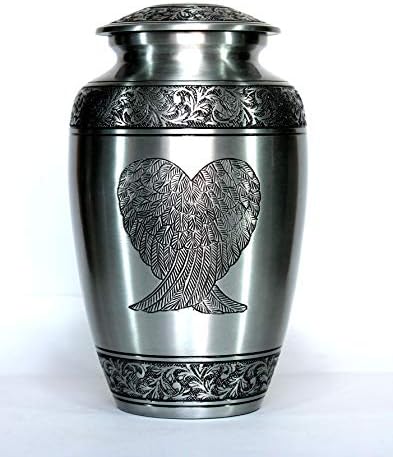 eSplanade 10 Inch Metal Cremation Urn with Wings Engraving