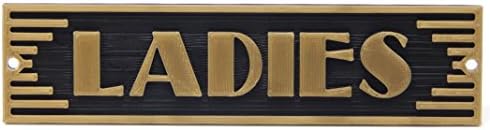 Ladies Toilet Door Art Deco Sign - Silver or Brass Finish