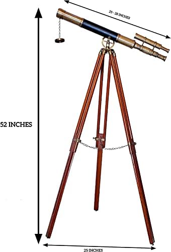 Maritime Antique Double Barrel Telescope with Brass Tripod