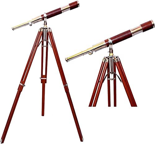 Marine Standard High Magnification Tube Telescope with Chrome Nickel and Brown Finish