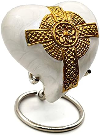 Jesus Cross Heart Keepsake Urn - Mini Cremation Urn for Ashes