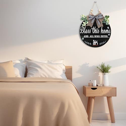 3D Bless This Home Wooden Front Door Sign Christian Welcome Decor