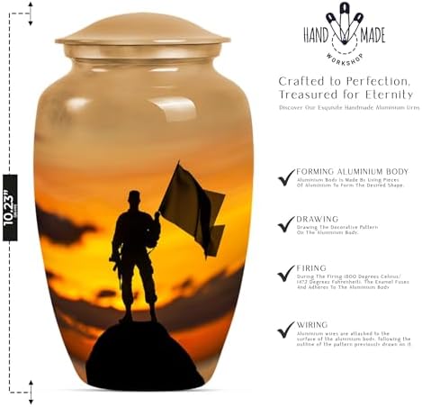Military Urns 10 Inch Gray Decorative Urn for Ashes
