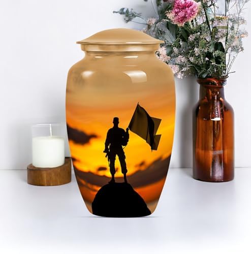 Military Urns 10 Inch Gray Decorative Urn for Ashes