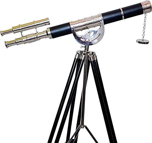 Nautical Floor Standing Brass Telescope with Chrome Finish