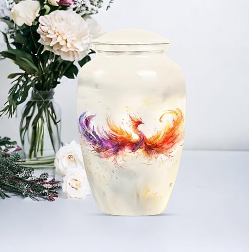 Phoenix Bird Urn for Human Ashes - Large White with Velvet Bag