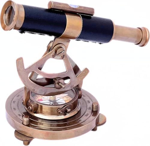 Vintage Nautical Alidade Telescope with Brass Compass