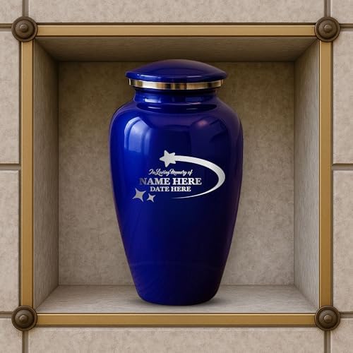Custom Cremation Urn with Purple Finish and Stars Design