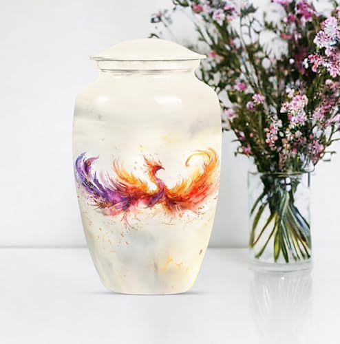 Phoenix Bird Urn for Human Ashes - Large White with Velvet Bag