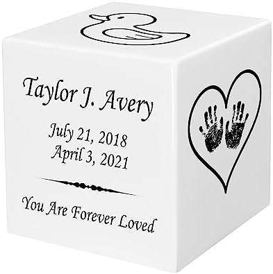 Stonewood Heart Themed Custom Engraved Urn Cube for Infant Ashes