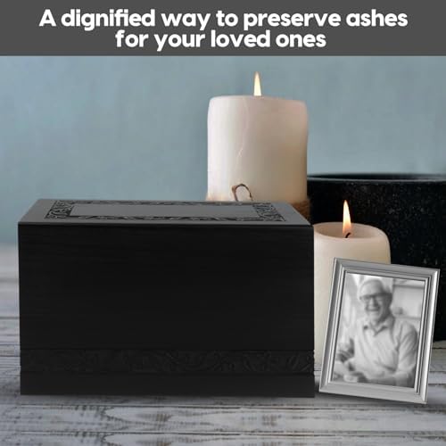 Pepdiy Wooden Urns for Human Ashes Black Tree of Life