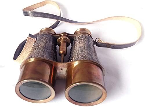 6 Inch Antique Solid Brass Coffee Binocular with Strap