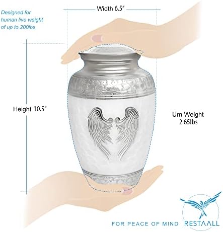 Angel Wings Urns for Human Ashes - White Metal Cremation Urn