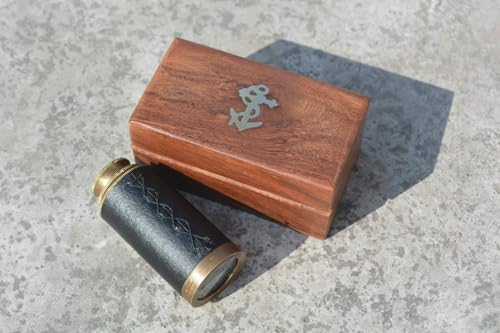 Nautical India 6 Inch Brass Telescope With Wooden Box Pirate Navigation