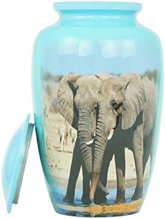 Handcrafted Elephant Cremation Urn - Large Adult Urn with Velvet Bag