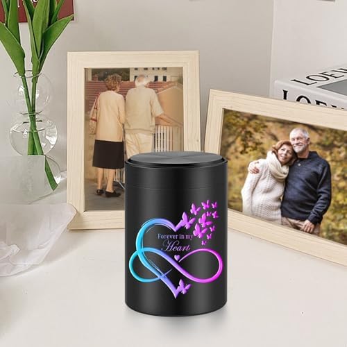 SOITIS Small Urn for Human Ashes Black Aluminum Keepsake