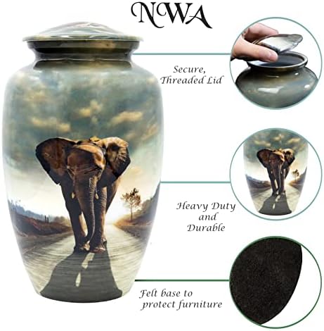 NWA Elephant Cremation Urn with Velvet Bags and Custom Engraving Large