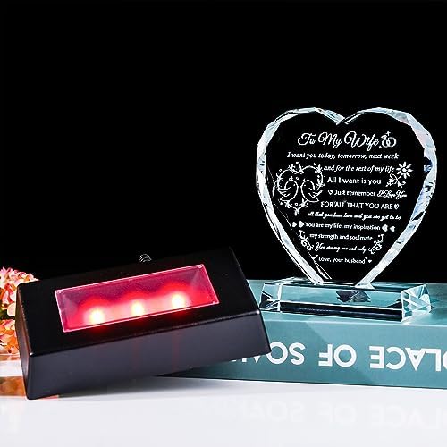 YWHL Crystal Heart LED Light Romantic Wife Gift
