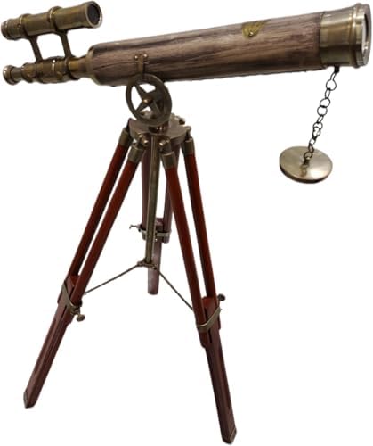 Vintage Brass Telescope with Grey Leather Stand