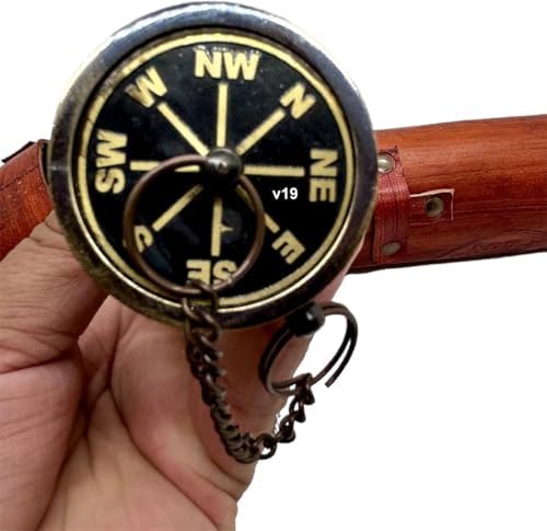 V19 Antique Brass Telescope with Leather Cover