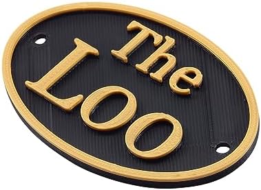 French The Loo Shabby Chic Toilet Door Sign Plaque Black and Gold