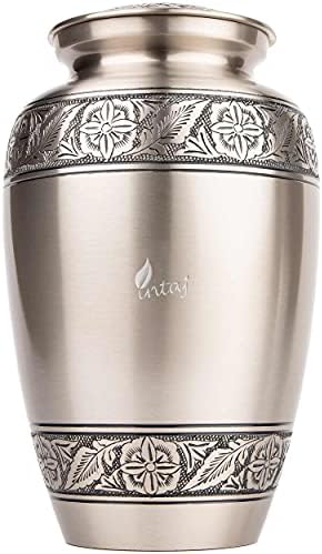 INTAJ Pewter Brass Cremation Urn for Adult Ashes