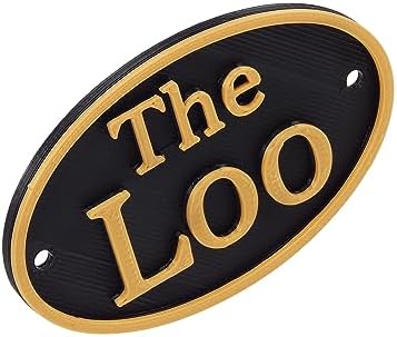 French The Loo Shabby Chic Toilet Door Sign Plaque Black and Gold