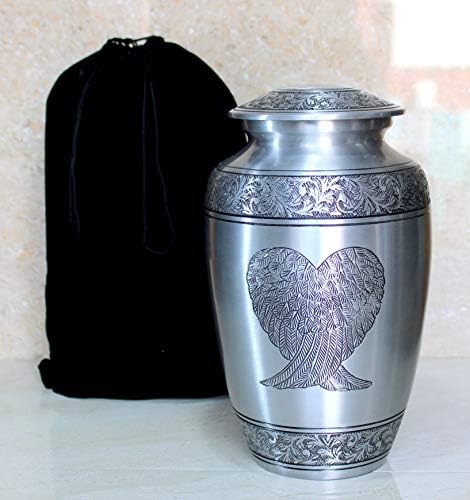 eSplanade 10 Inch Metal Cremation Urn with Wings Engraving
