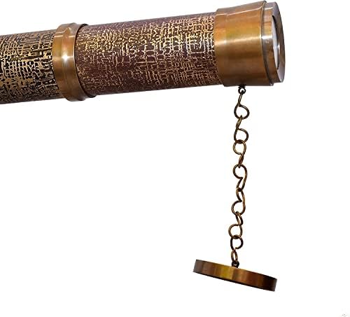 Nautical Ship Antique Brass Telescope with Wooden Tripod