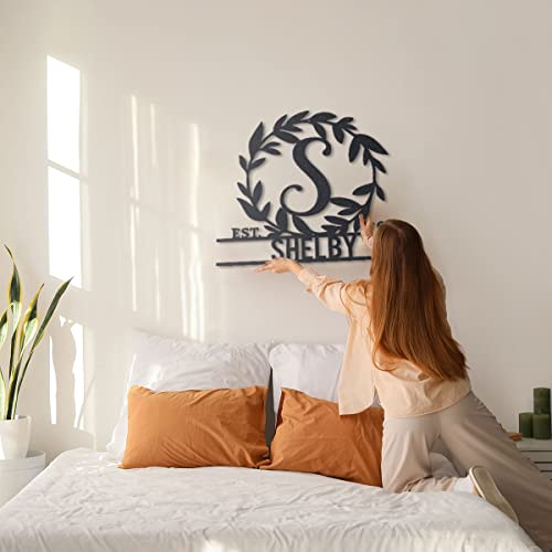 RealSteel Personalized Metal Wall Art - Custom Monogram with Decorative Wreath