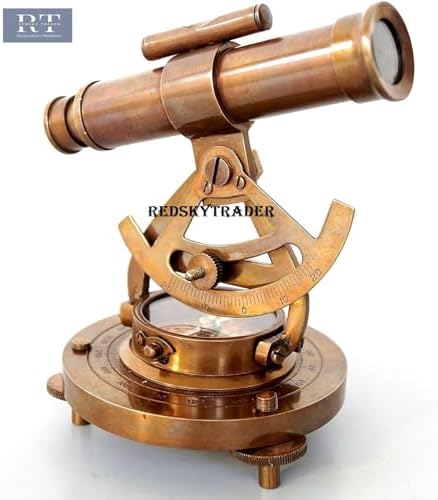 Brass Alidade Telescope 4 Inch with Compass Base