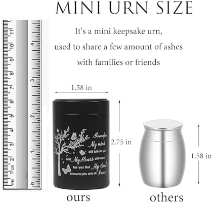 3 Inch Aluminum Mini Cremation Urn for Human Ashes Keepsake Box Grandpa