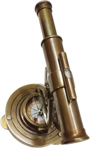 Vintage Brass Spyglass Telescope with Compass Decor