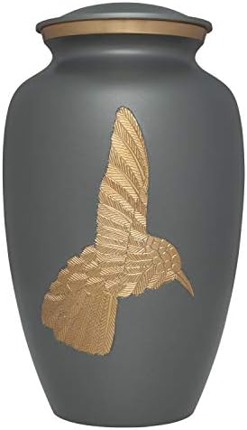 Grey Hummingbird Cremation Urn - Handmade Brass
