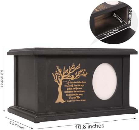Wooden Urns for Human Ashes - Black Tree of Life with Frame