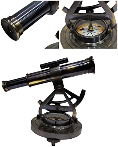 Vintage Antique Brass Compass Navigation Instrument Theodolite Alidade Telescope