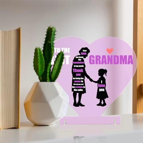 BulbaCraft Grandma Plaque To The Best Grandma - Pink Heart Shaped Decorative Sign