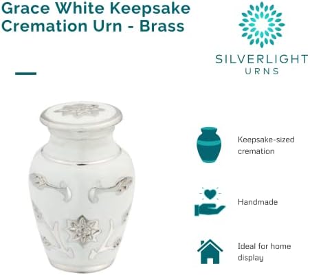 Grace White Keepsake Cremation Urn 3 Inch High