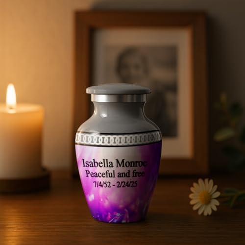 Personalized Hummingbird Mini Urn - Grey Enamel Design