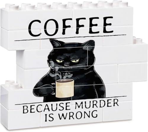 Duetom Coffee Cat Sign Funny Decorative Plaque