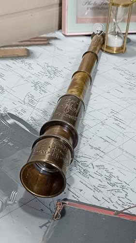 Antique Pirate Telescope 18 Inch Brass Spyglass Telescope - Functional Clear Vision Nautical Decor Gift
