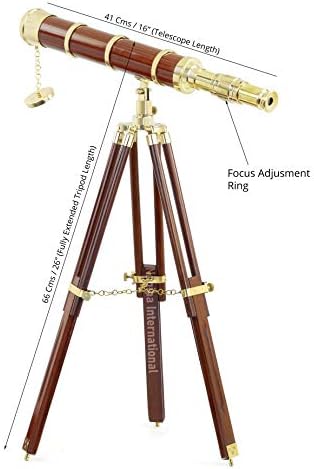 16 Inch Telescope with Wooden Rosewood Stand and Brass Tripod