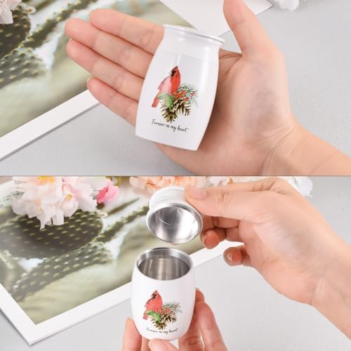 Small Urns for Human Ashes Red Bird Design Aluminium Keepsake Urns