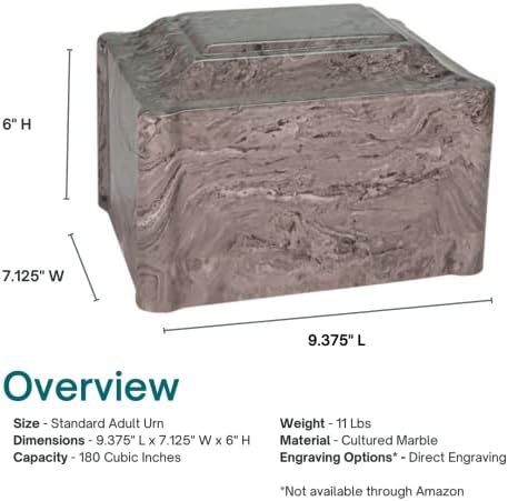 Claremont Stone Gray Cremation Urn for Ground Burial and Home Memorial