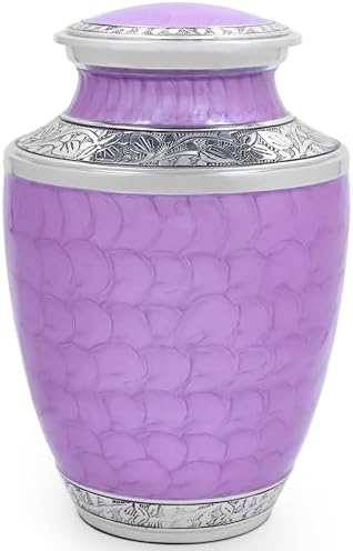 Handcrafted Lightweight Metal Memorial Urn - Purple Silver